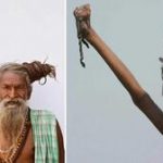 مردی که ۵۰سال است دستش را بالا نگه داشته +عکس